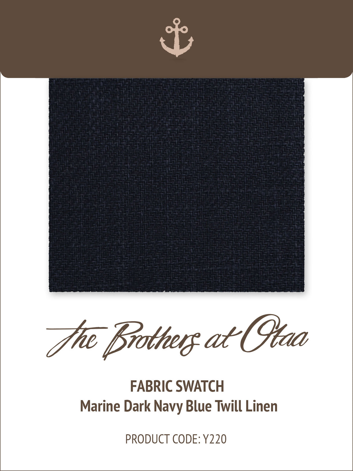 Marine Dark Navy Blue Twill Linen Y220 Fabric Swatch