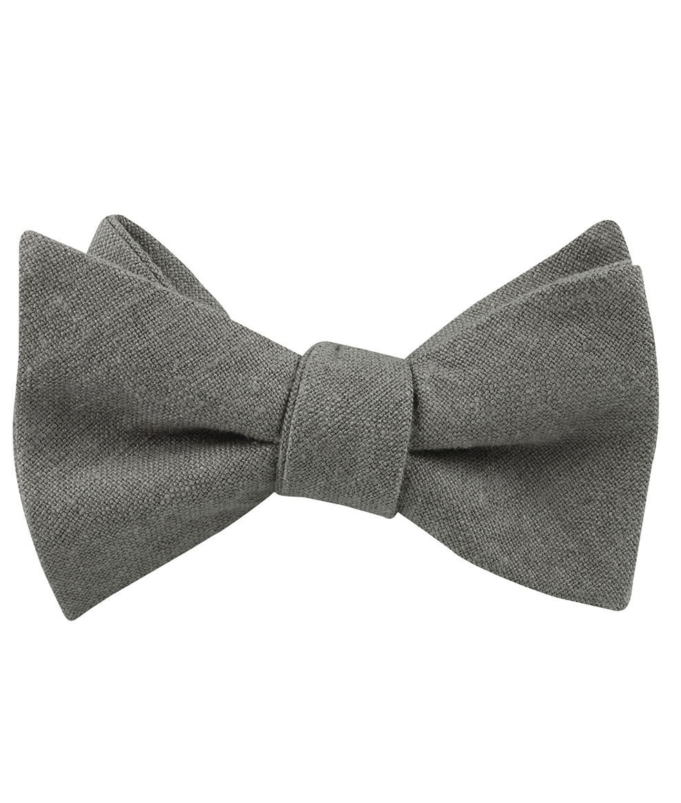 Mercury Charcoal Linen Self Tie Bow Tie