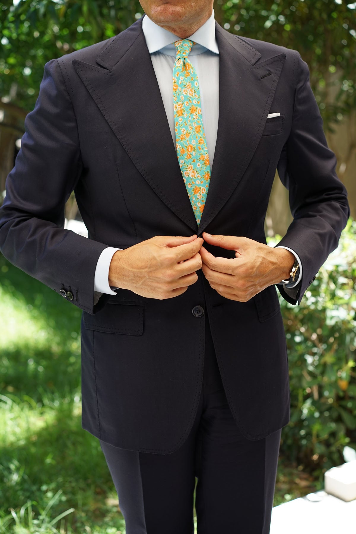 Monaco Floral Skinny Tie | Turquoise Flower Slim Ties Mens Neckties AU ...