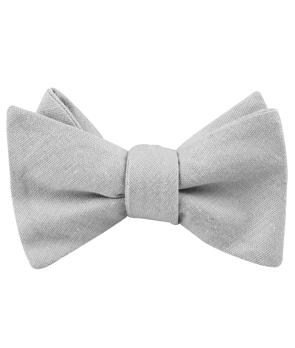 Mystic Silver Linen Self Tied Bow Tie