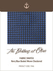 Navy Blue Basket Weave Checkered Y046 Fabric Swatch