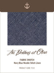 Navy Blue Needle Stitch Linen Y315 Fabric Swatch