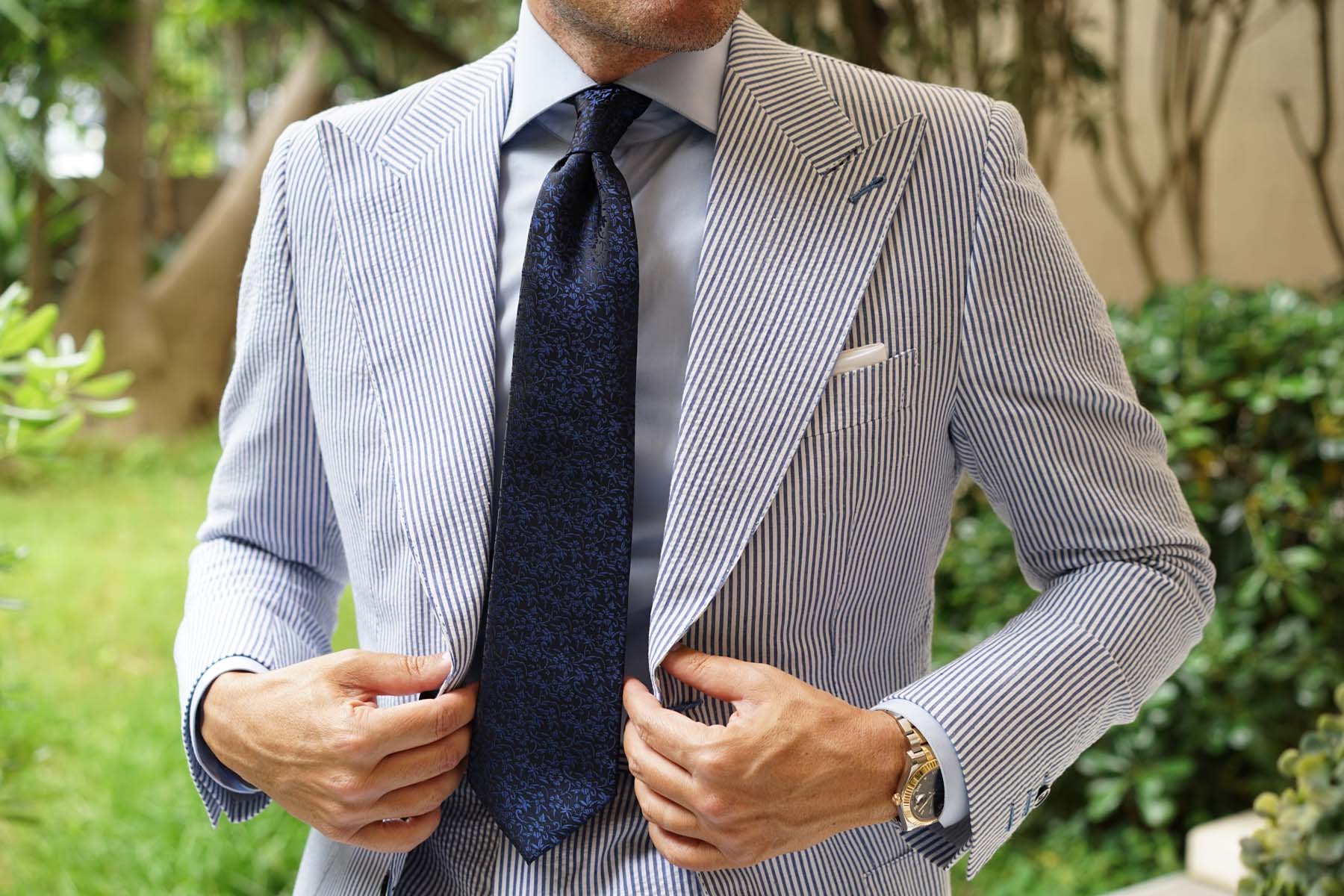 Navy Blue Liberty Floral Necktie | Wedding Tie | Designer Ties for Men ...