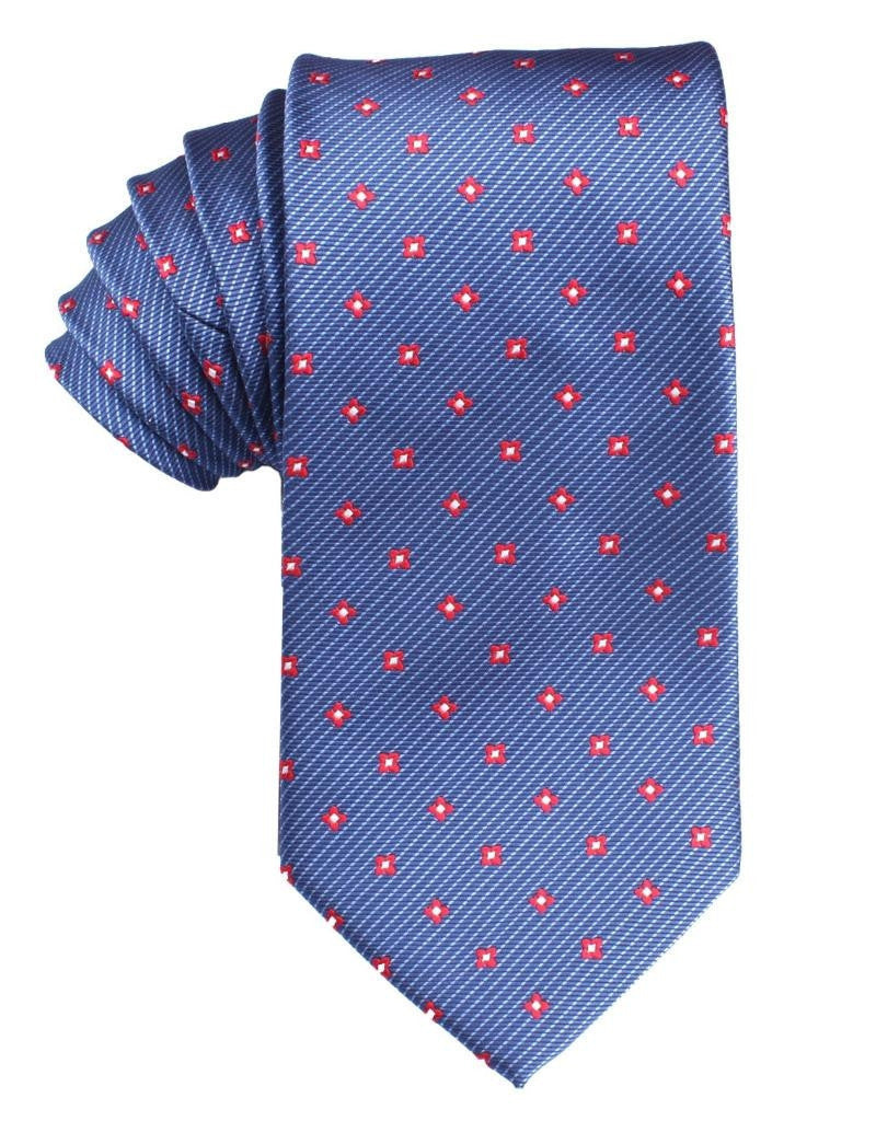 Navy Blue Tie Red Pattern | Geometric Ties | Unique Neckties for Men | OTAA