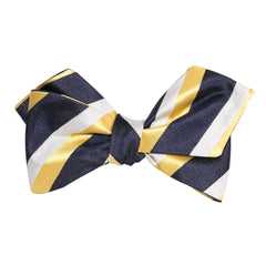 Navy Blue & Yellow Stripe Self Tie Diamond Tip Bow Tie | Men's Bowties ...
