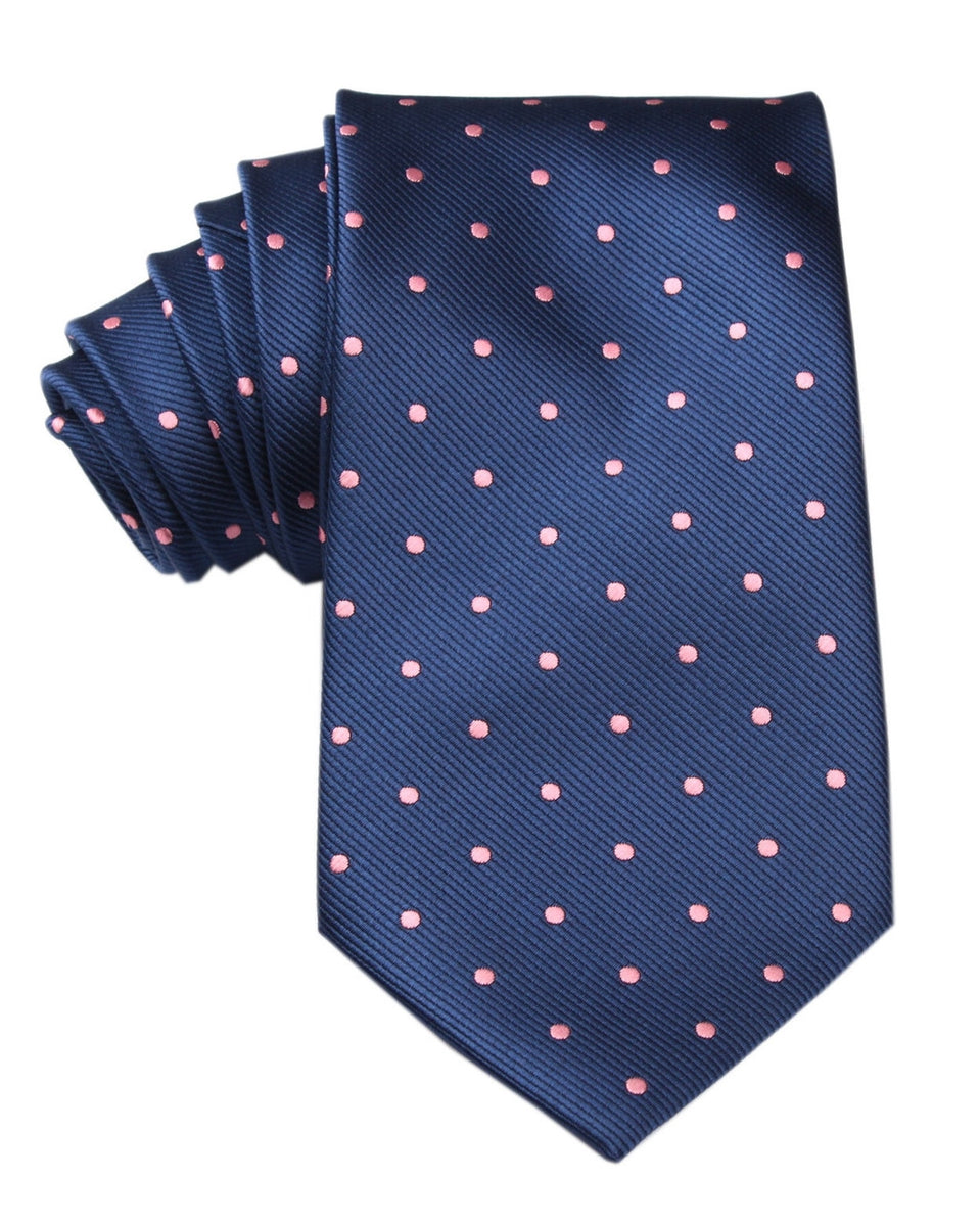 Navy Blue Tie | Pink Polka Dots Ties | Men's Wedding Ties & Necktie AU ...