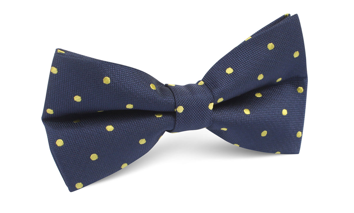 Navy Blue with Yellow Polka Dots Bow Tie | Unique Bowties Ties for Men ...