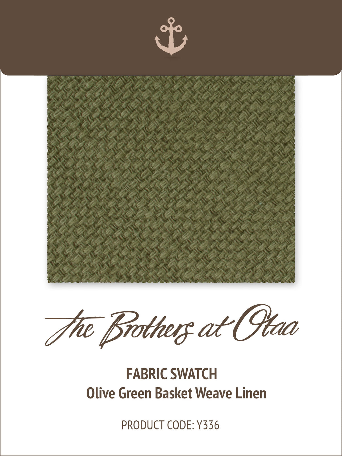 Olive Green Basket Weave Linen Y336 Fabric Swatch