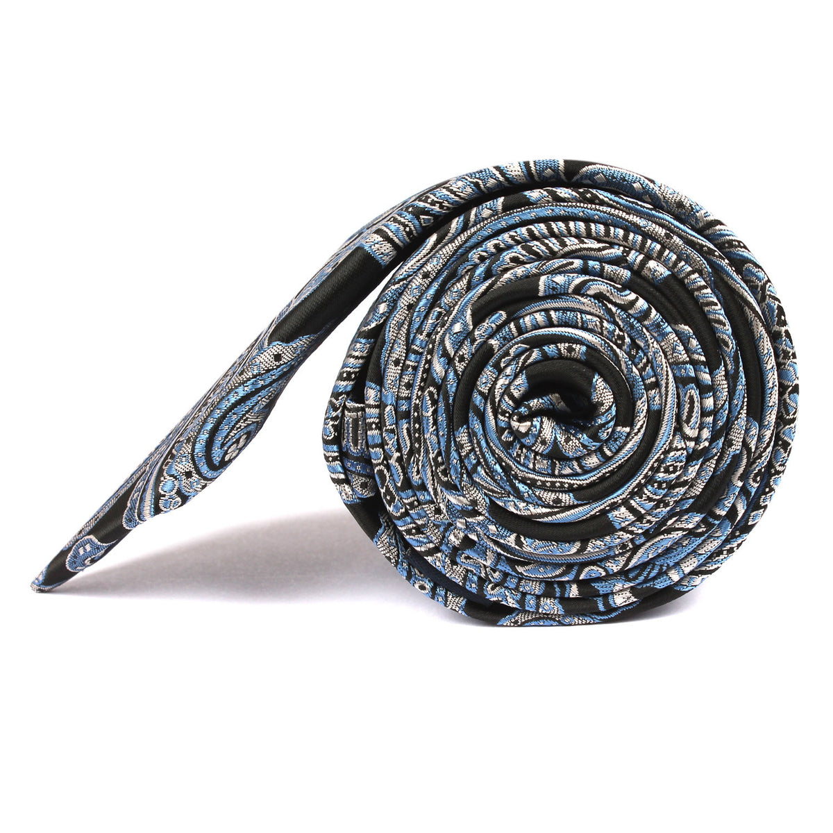 Paisley Blue - Skinny Tie Side Roll