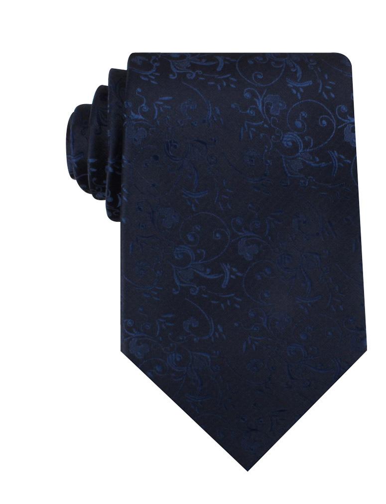 Parc Monceau Navy Blue Floral Necktie | Flower Designer Ties for Men | OTAA