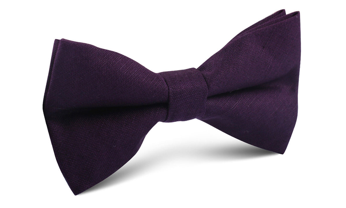 Purple Plum Slub Linen Bow Tie | Eggplant Men's Bowties | OTAA