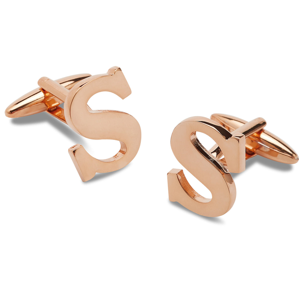 Rose Gold Letter S Cufflinks