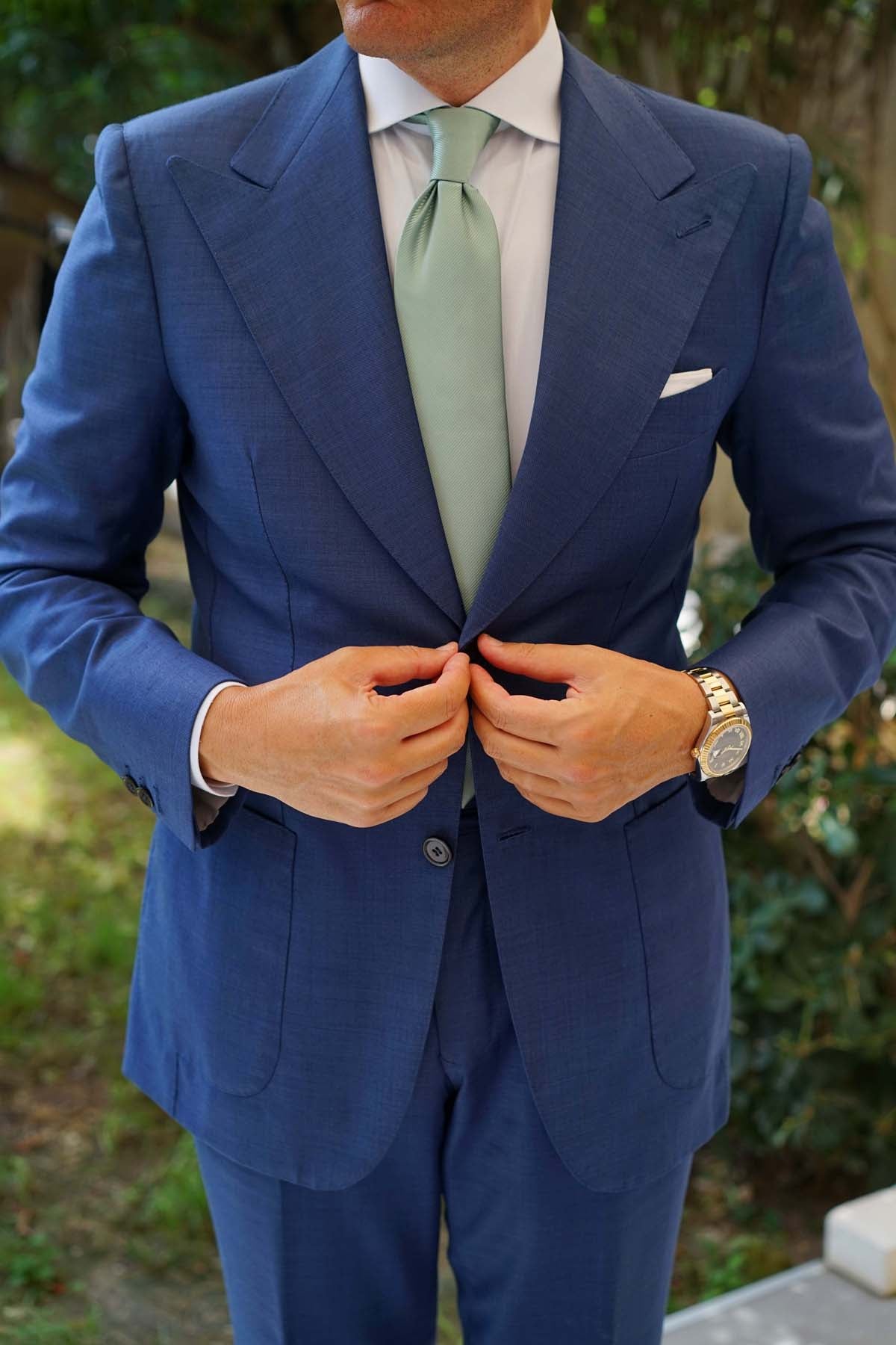 Sage Green Twill Necktie | Wedding Tie | Groomsmen Ties Australia | OTAA