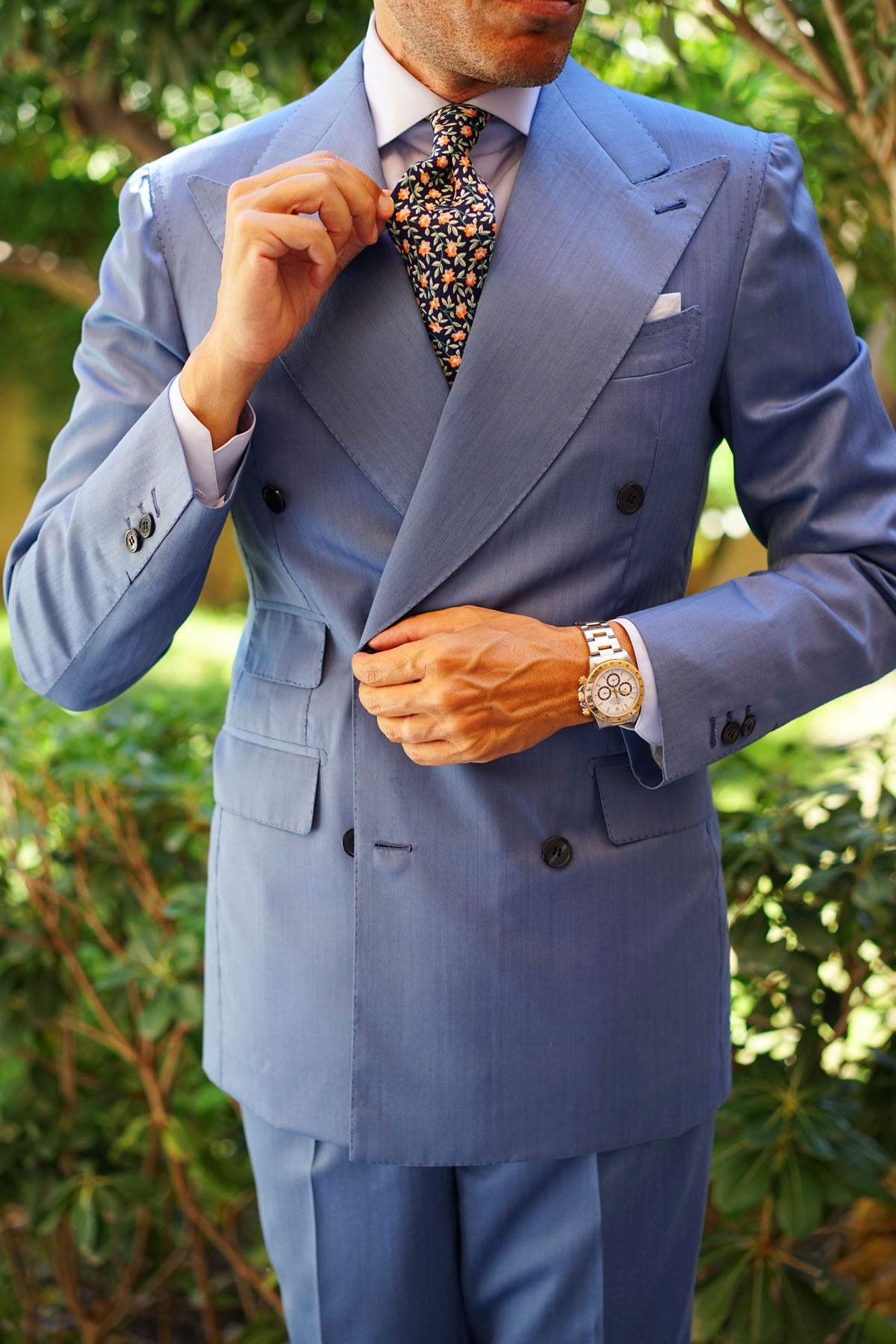 Santo Domingo Floral Necktie | Blue Flower Tie | Pattern Ties for Men ...