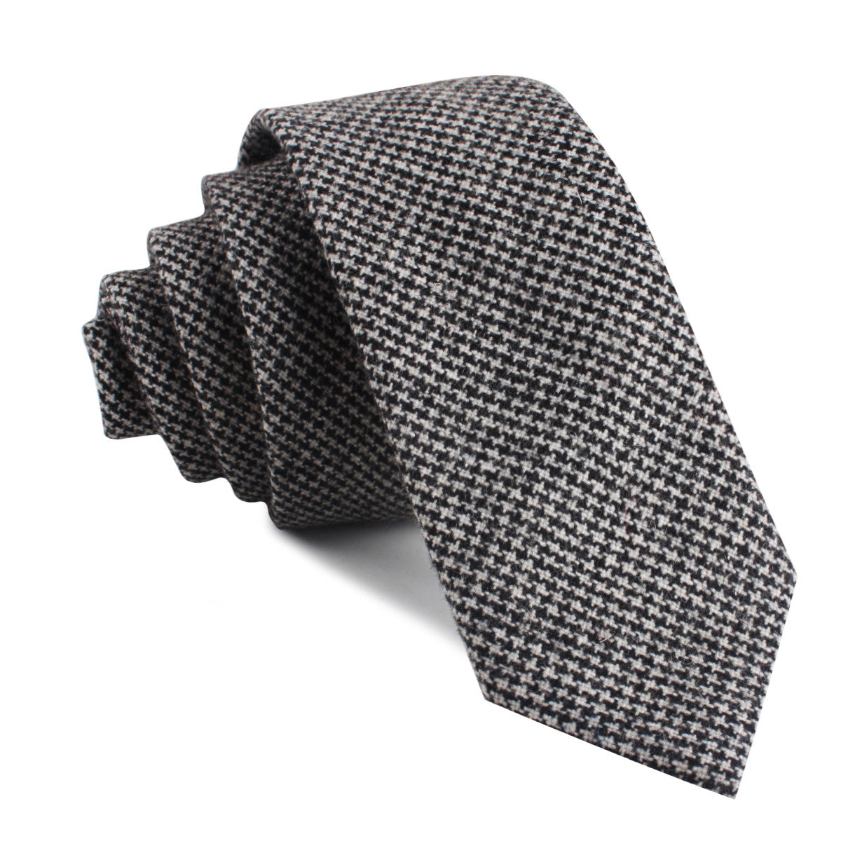 Sheepish Black Houndstooth Wool Skinny Tie | Men's Slim Ties Neckties ...