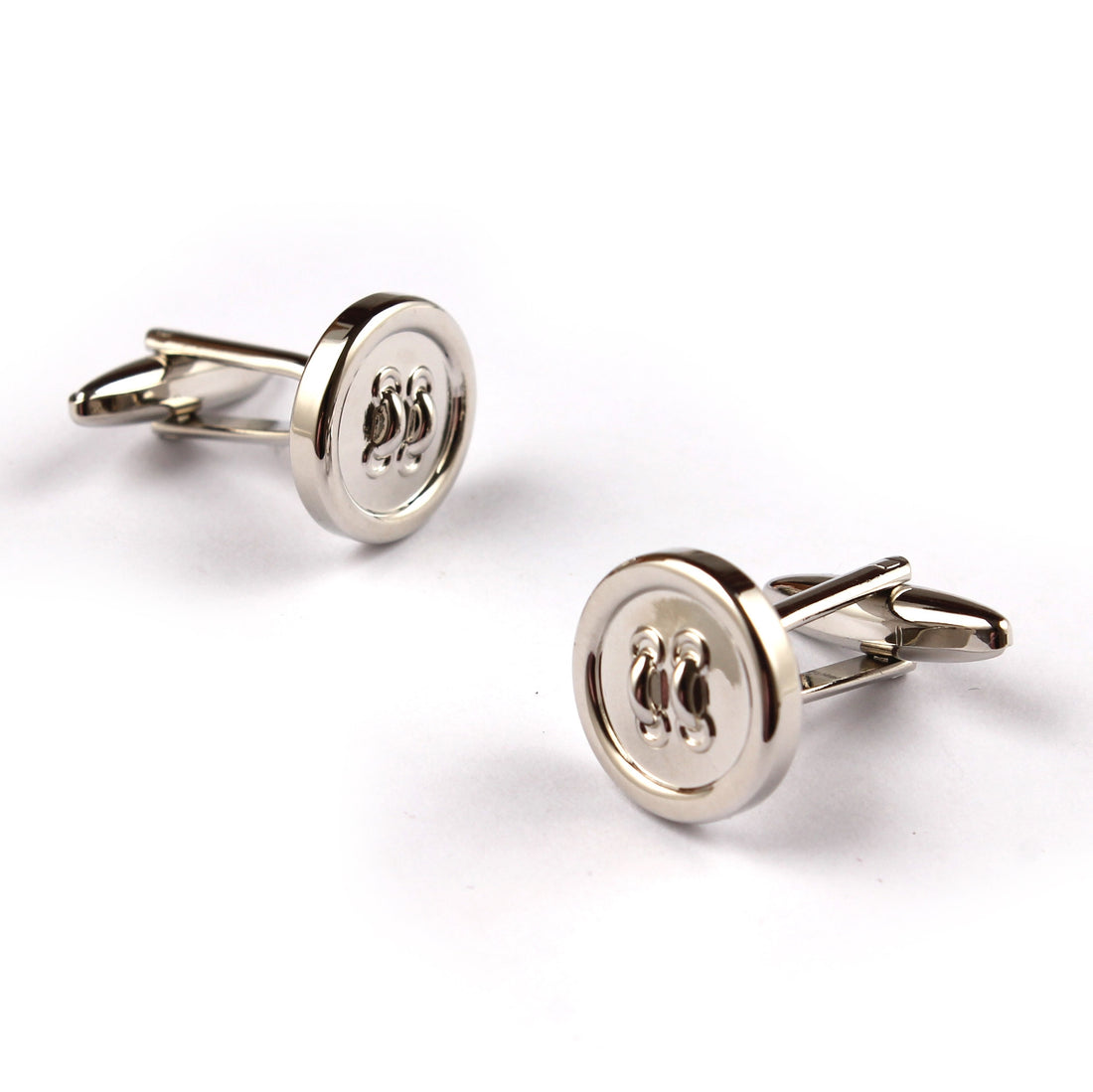 Silver Button Cufflinks Front OTAA