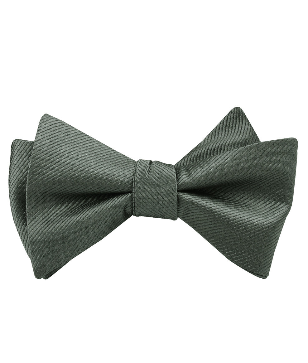 Soft Charcoal Crisp Twill Self Tied Bow Tie