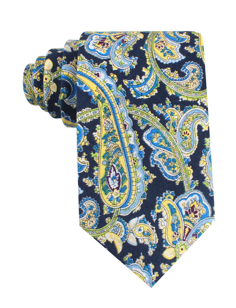Vivara Yellow on Blue Paisley Tie | Wedding Ties | Bandana Neckties AU ...