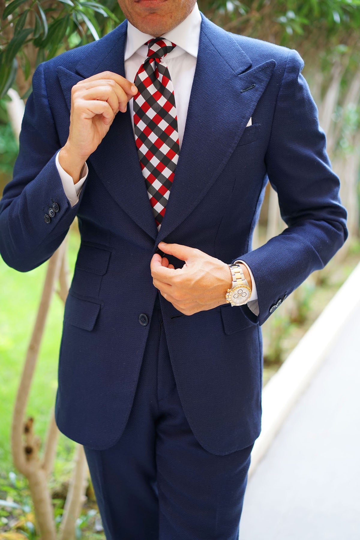 White Black Maroon Checkered Tie | Modern Plaid Ties | Men's Neckties ...