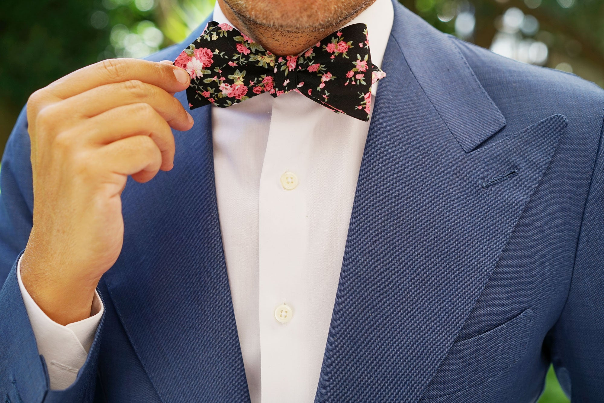 Carnation Floral Pink Diamond Self Bow Tie | Wedding Self-Tied Bowties ...