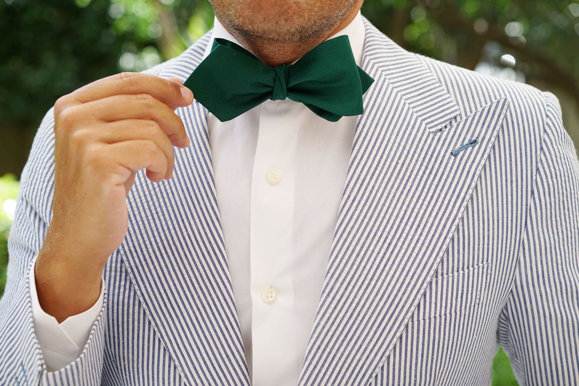 Emerald Green Cotton Self Tie Diamond Tip Bow Tie | Wedding Bowtie Man ...